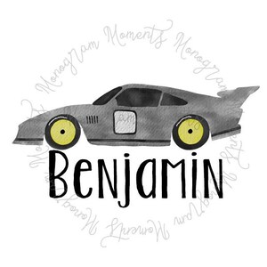 Watercolor Race car PNG - Grey Race Car Clipart for Digital Download, Sublimation, and Printables