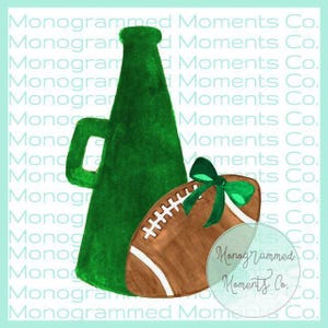 Watercolor Football Clipart- Green Megaphone Cheerleader - PNG - Digital Download - Toddler Girls Printable Artwork Design