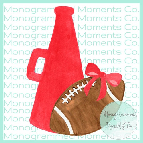 Red Megaphone and Football Watercolor Clipart Cheerleader - Etsy