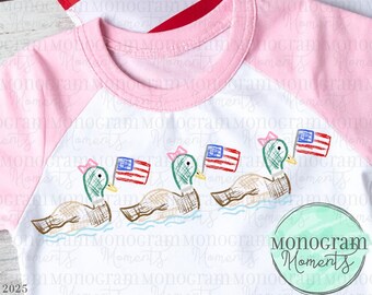 Girl's USA Ducks PNG design- girls 4th of july design, girls patriotic png, girls mallard ducks sublimation png