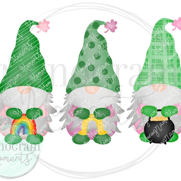 Watercolor St. Patrick's Day PNG -  Girl's St. Patrick's Day Gnomes Clipart for Digital Download, Sublimation, and Printables