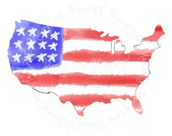 Watercolor 4th of July PNG -  Watercolor United States Clipart for Digital Download, Sublimation, and Printables