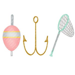Watercolor Summer PNG -  Watercolor Fishing Clipart for Digital Download, Sublimation, and Printables