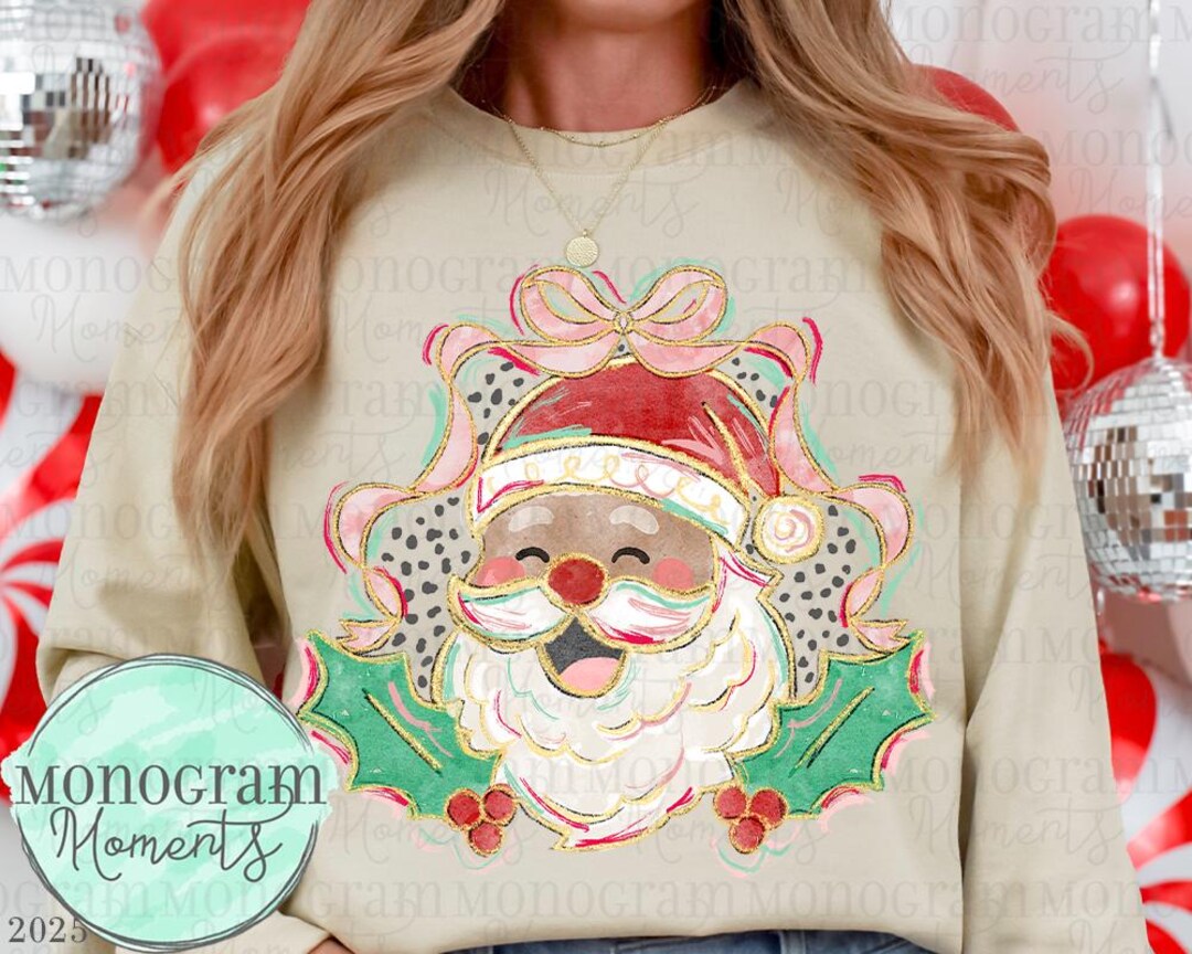 Colorful Santa PNG- Santa PNG Design, Painted Santa Png, Trendy Santa ...