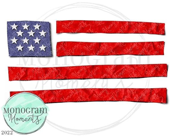 Patriotic American Flag PNG -  4th of July, USA Sublimation Designs, Paper Flag PNG