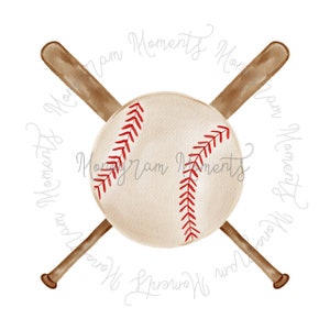 Watercolor Baseball PNG - Baseball and Baseball Bat Clipart for Digital Download, Sublimation, and Printables