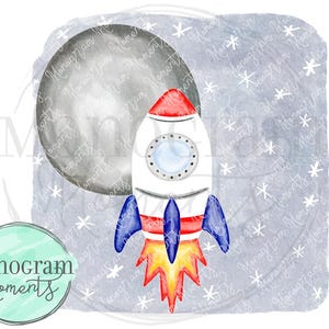 Moon and Rocket ship design- boys outer space design, boys space png, boys moon and rocket ship sublimation png
