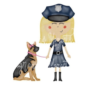 Watercolor Policewoman PNG - Girl Cop Clipart for Digital Download, Sublimation, and Printables