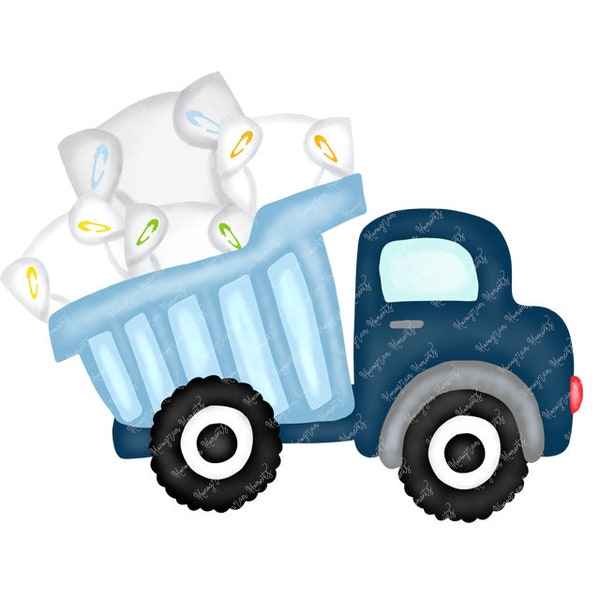 Watercolor Baby Shower PNG -  Watercolor Diaper Dump Truck Clipart for Digital Download, Sublimation, and Printables