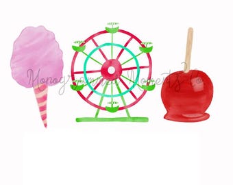 Watercolor PNG Fall County Fair Digital Download Sublimation Clipart