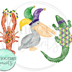 Acquerello Mardi Gras PNG/Mardi Gras Gator/Mardi Gras Pelican/Mardi Gras Crawfish/Mardi Gras cajun PNG/Bambini Mardi Gras PNG/Mardi Gras Design