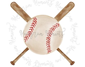 Watercolor Baseball PNG - Baseball and Baseball Bat Clipart for Digital Download, Sublimation, and Printables