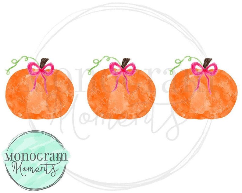 Watercolor Pumpkins PNG - Girls Pumpkin Trio Clipart for Digital Download, Sublimation, and Printables image 1