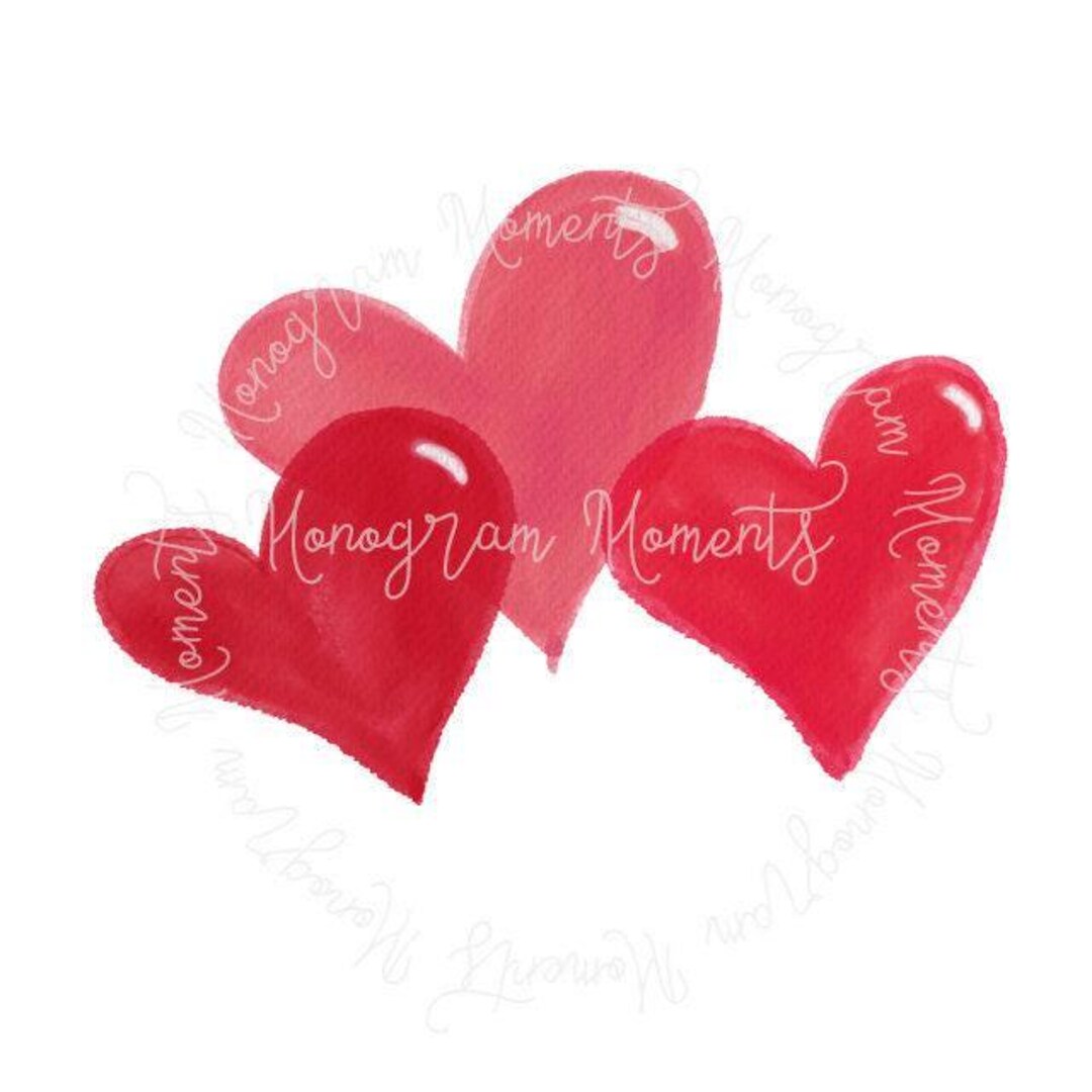 Watercolor Valentine's Day PNG - Watercolor Hearts Clipart for Digital ...