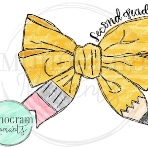 School coquette bow design- girls back to school design, girls school png, girls pencil coquette bow sublimation png, girls second grade png