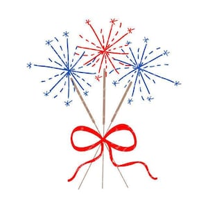 Aquarel 4 juli PNG - aquarel sparkler vuurwerk clipart voor digitale download, sublimatie en printables afbeelding 1