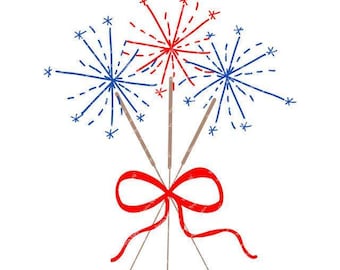 4. Juli Aquarell PNG - Aquarell Wunderkerze Feuerwerk Clipart für digitalen Download, Sublimation und Drucksachen