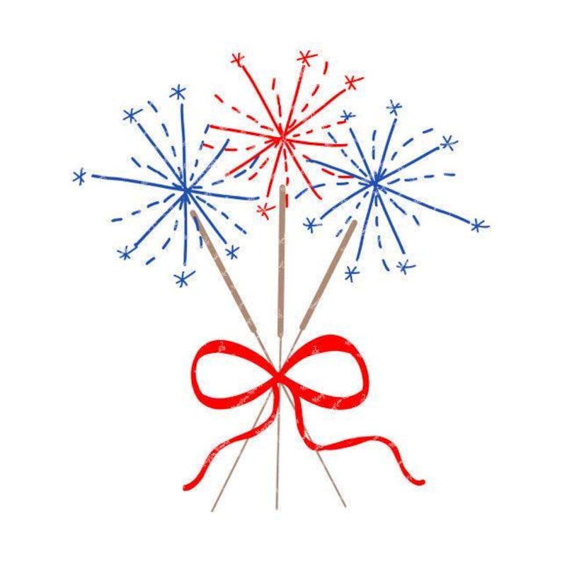 Aquarel 4 juli PNG - aquarel sparkler vuurwerk clipart voor digitale download, sublimatie en printables afbeelding 1