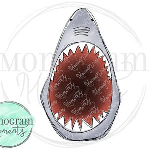 Watercolor Summer  PNG - Outlined Shark Mouth Clipart for Digital Download, Sublimation, and Printables