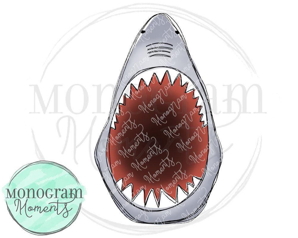 Watercolor Summer  PNG - Outlined Shark Mouth Clipart for Digital Download, Sublimation, and Printables