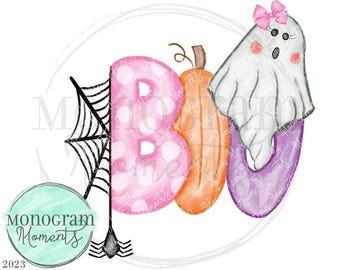 Watercolor Halloween BOO PNG design for sublimation