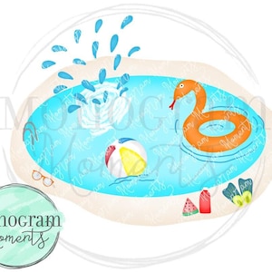 Watercolor Summer  PNG - Boy&#39;s Pool Party Clipart for Digital Download, Sublimation, and Printables