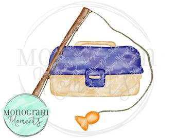 Pesca con acuarela PNG - Caja de aparejos de pesca con acuarela Clipart para descarga digital, sublimación e imprimibles