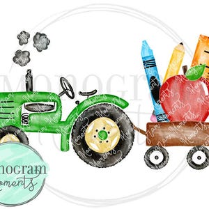Trator de volta às aulas PNG - material escolar para meninos trator, design png de escola para meninos, design de sublimação de trator escolar para meninos