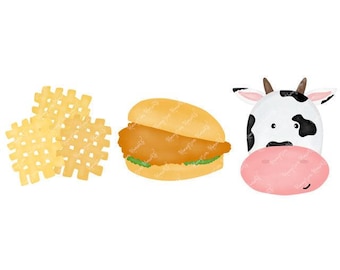 Watercolor Fast Food PNG -  Watercolor Chicken Clipart for Digital Download, Sublimation, and Printables