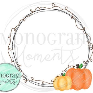 Watercolor Fall PNG -  Girls's Pumpkin Monogram Frame Clipart for Digital Download, Sublimation, and Printables