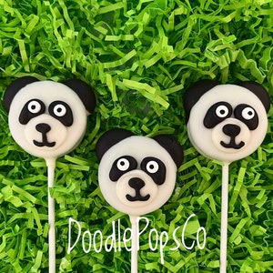 Panda Bear Oreo cookie pops / panda lover gift / kids birthday party favor / chocolate covered Oreo / one dozen (12)