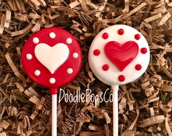 Heart Oreo cookie pops / Valentine's Day / chocolate covered Oreo / one dozen (12)
