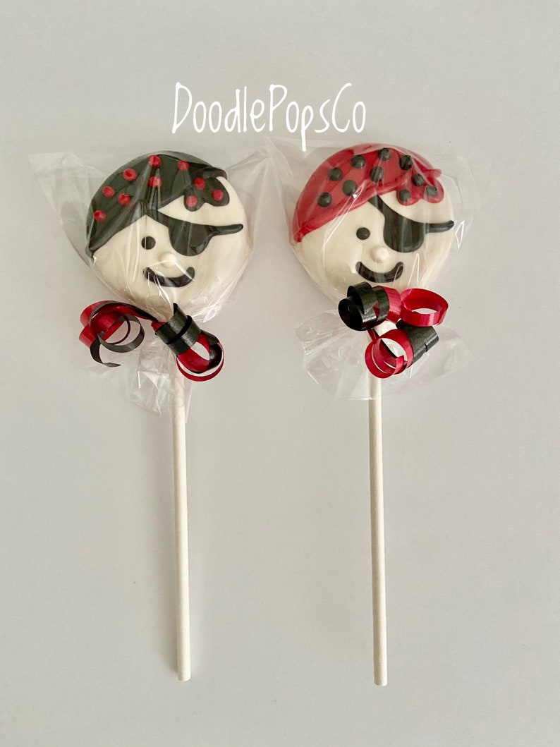 12 Pirate Oreo cookie pops pirate birthday party favor chocolate covered Oreo one dozen