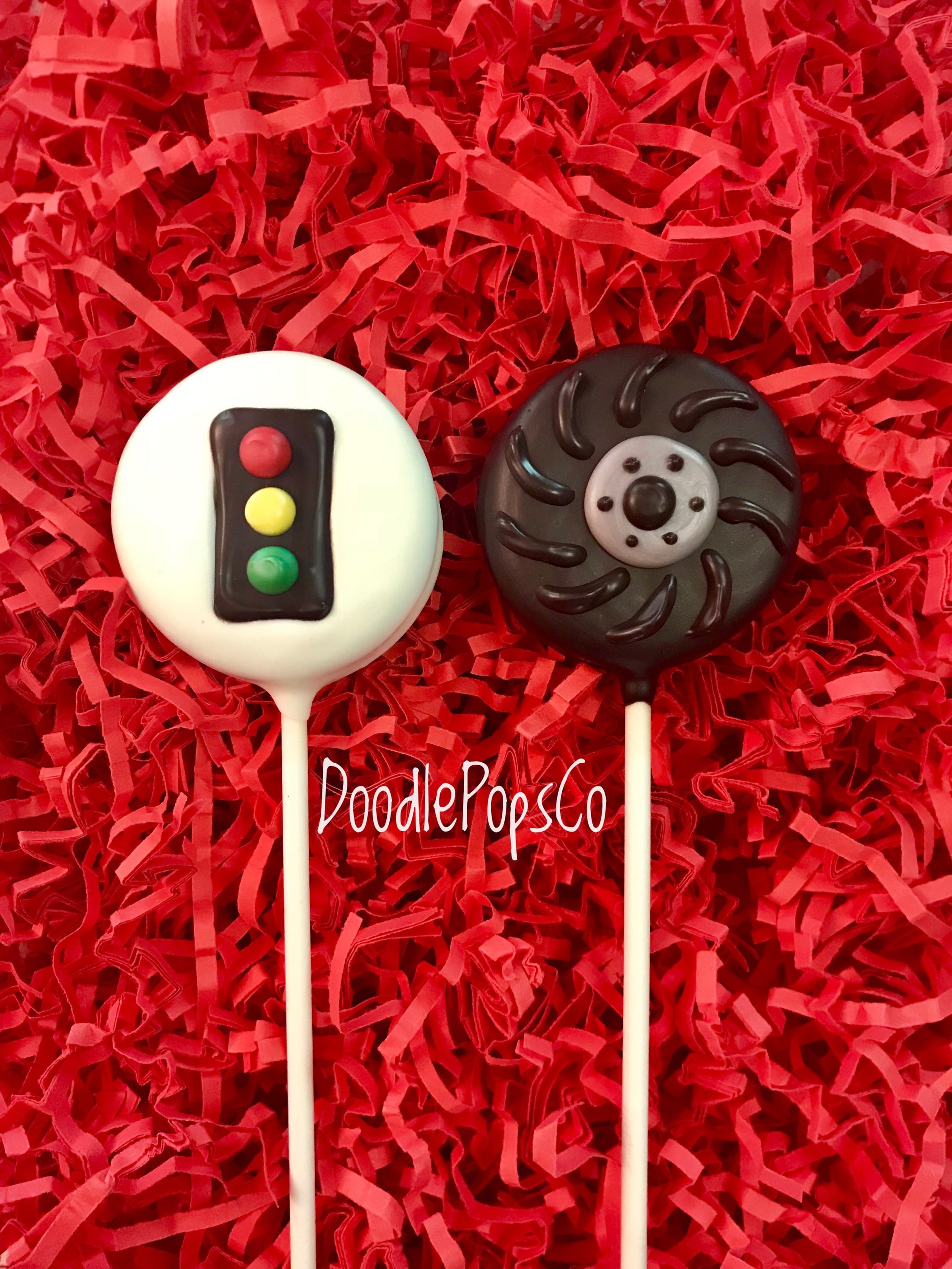 Traffic Light & Tire Oreo Cookie Pops - Car Birthday Party Favors