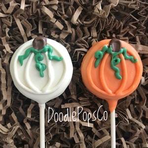 Pumpkin Oreo cookie pops / chocolate covered Oreo / fall cookies / one dozen (12)