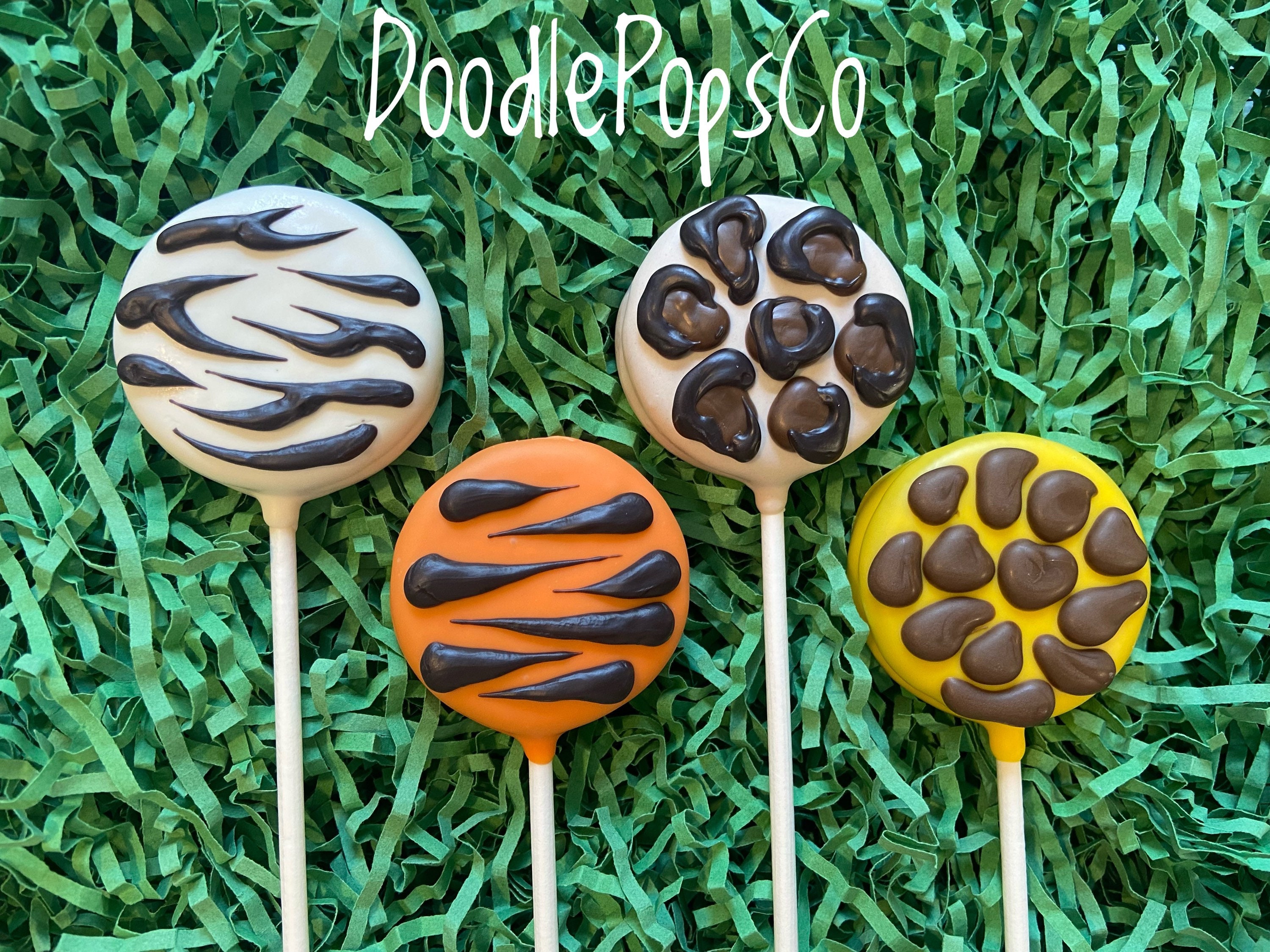 Animal Print Oreo Cookie Pops - Safari Birthday Party Favors, One