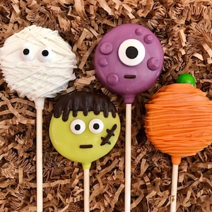 Halloween Oreo cookie pops / chocolate covered Oreo / party favor / one dozen 12 image 1
