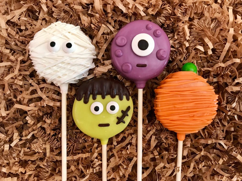 Halloween Oreo cookie pops / chocolate covered Oreo / party favor / one dozen 12 image 1