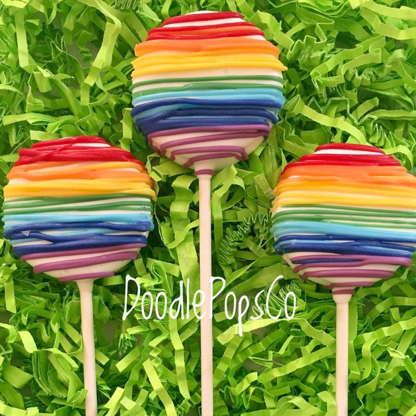Rainbow Oreo cookie pop / birthday party favor / chocolate covered Oreo / one dozen (12)