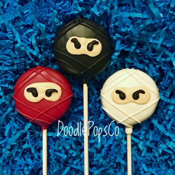 Ninja Oreo cookie pops / birthday party favor / chocolate covered Oreo / one dozen (12)