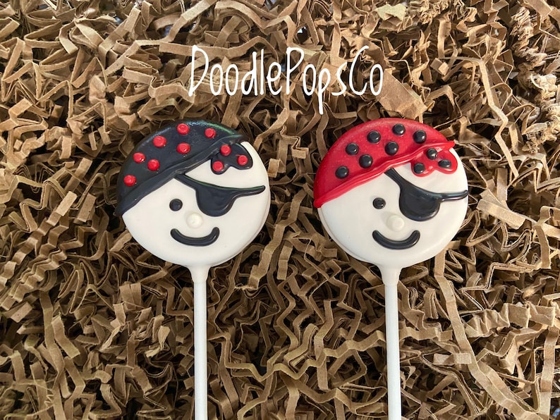 12 Pirate Oreo cookie pops pirate birthday party favor chocolate covered Oreo one dozen