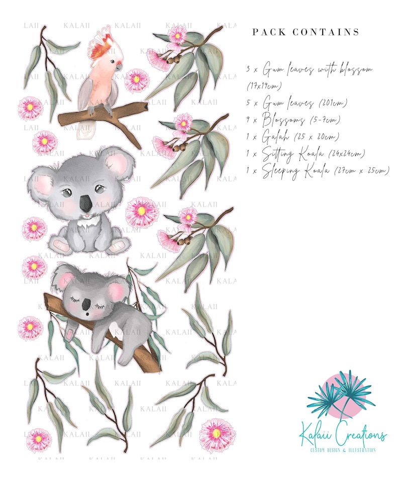 Australiana Fabric Wall Decal Koala Wall Decal Native Wall Etsy