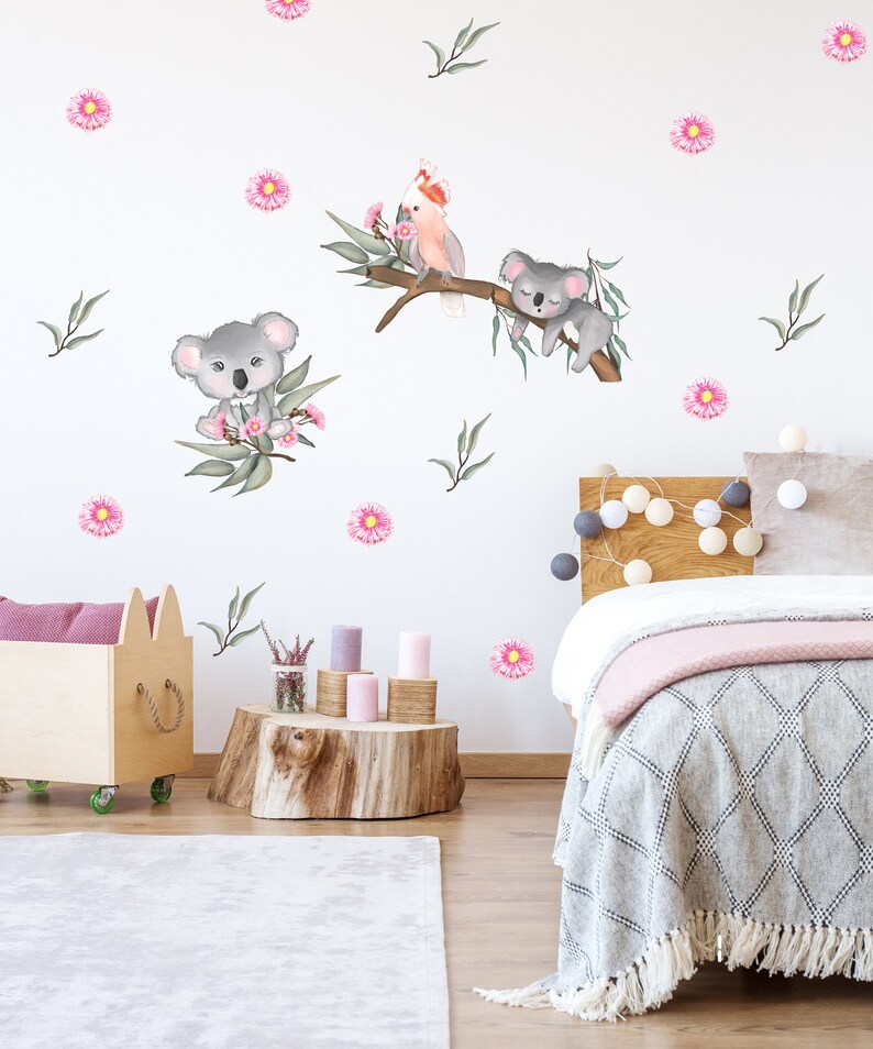 Australiana Fabric Wall Decal Koala Wall Decal Native Wall Etsy