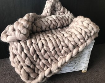 Chunky Knit Merino Wool Blanket, Basket Weave, chunky wool, chunky, Wool, Wool Blanket, Merino Blanket, Arm Knit, Knit, Knit Blanket