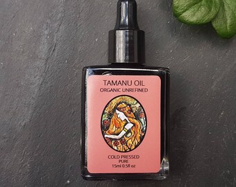 Tamanu Oil 100% Organic, Cold Pressed, Pure 15ml. Glass pipette bottle