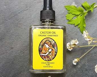 Organic Castor Oil. Cold pressed, pure. 15ml. Glass pipette bottle