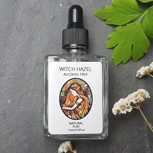 Witch hazel, alcohol free 15ml.  Glass pipette bottle