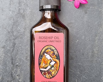 Organic Rosehip Oil, Cold Pressed, Rosa Canina/Mosqueta, 50ml
