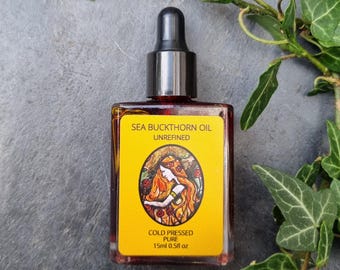 Sea Buckthorn Oil, Cold Pressed, 100% natural 15ml. Glass pipette bottle