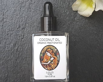 Organic Fractionated Coconut Oil (liquid)15ml.  Glass pipette bottle